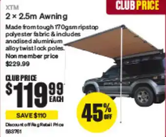 SuperCheap Auto XTM 2 x 2.5m Awning offer