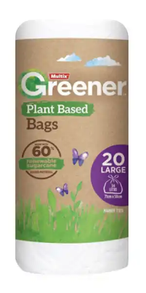 BIG W Multix greener plant based kitchen tidy bag 20 pack - large offer
