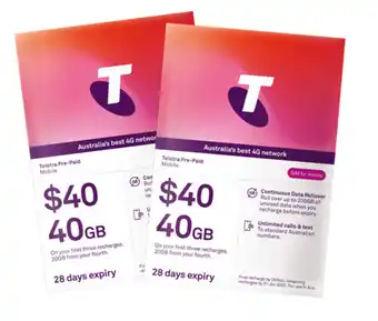 BIG W Telstra $40 pre-paid sim kit offer