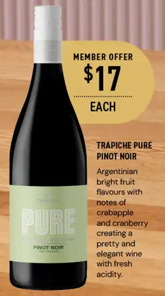 Dan Murphy's TRAPICHE PURE PINOT NOIR offer