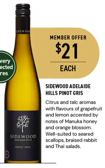 Dan Murphy's SIDEWOOD ADELAIDE HILLS PINOT GRIS offer