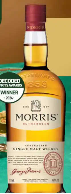 Dan Murphy's MORRIS RUTHERGLEN SIGNATURE SINGLE MALT AUSTRALIAN WHISKY 700ML offer