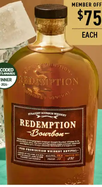 Dan Murphy's REDEMPTION BOURBON WHISKEY 750ML offer
