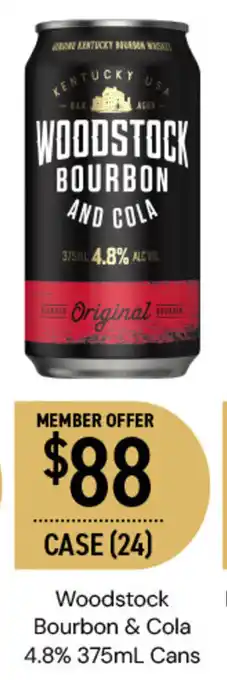Woodstock Bourbon & Cola 4.8% 375mL Cans
