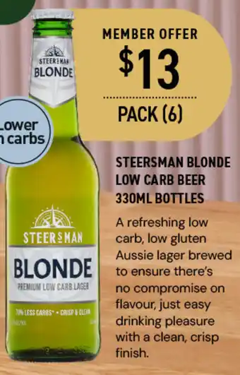 STEERS MAN LOW CARB BEER 330ML BOTTLES offer at Dan Murphy's