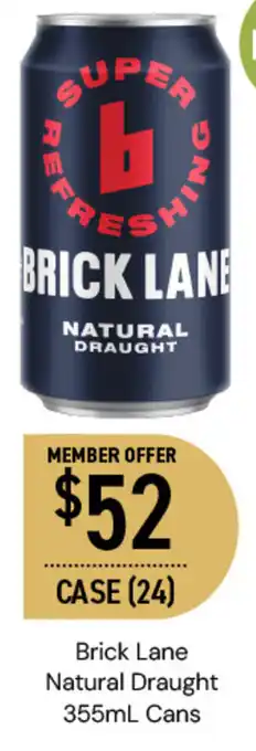 Dan Murphy's Brick Lane Natural Draught 355mL Cans offer