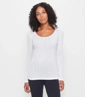Thermal Pointelle Brushed Long Sleeve Top - White