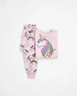 Print Fleece Pyjama Set - Pink Unicorn