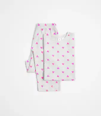 Girls Heart Print Rib Pyjama Set