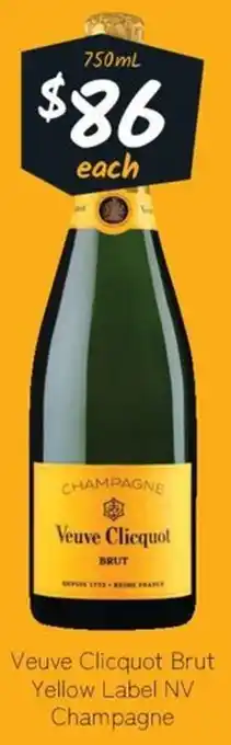 Cellarbrations Veuve Clicquot Brut Yellow Label NV Champagne 750ml offer