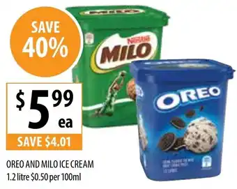 Supabarn OREO AND MILO ICE CREAM 1.2 litre offer