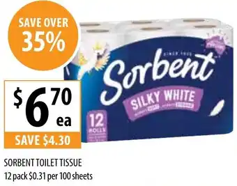 Supabarn SORBENT TOILET TISSUE 12 pack offer