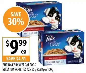 Supabarn PURINA FELIX WET CAT FOOD SELECTED VARIETIES 12 x 85g offer