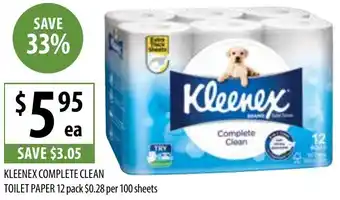 Supabarn KLEENEX COMPLETE CLEAN TOILET PAPER 12 pack offer