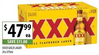 Supabarn XXXX GOLD LAGER 24x375ml offer