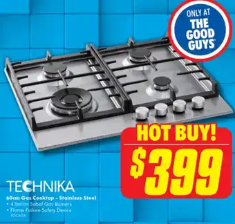 The Good Guys TECHNIKA 60cm Gas Cooktop - Stainless Steel offer