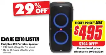 The Good Guys PartyBox 310 Portable Speaker offer