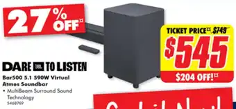 The Good Guys Bar500 5.1 590W Virtual Atmos Soundbar offer