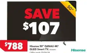 Harvey Norman Hisense 50" Q6NAU 4K QLED Smart TV offer