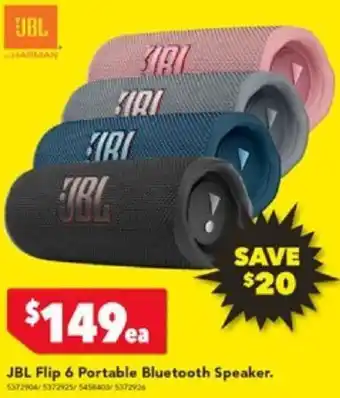 Harvey Norman JBL Flip 6 Portable Bluetooth Speaker offer