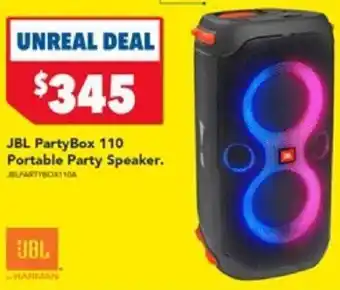 Harvey Norman JBL PartyBox 110 Portable Party Speaker offer