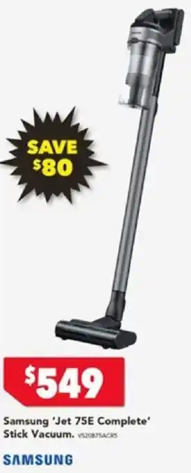 Harvey Norman Samsung 'Jet 75E Complete' Stick Vacuum offer