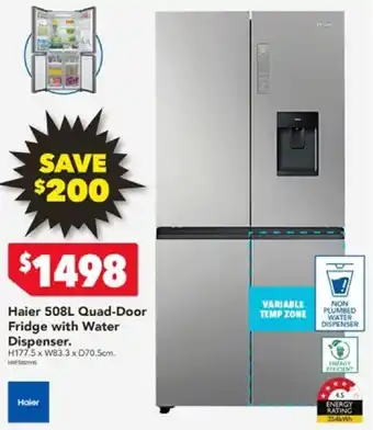 Harvey Norman Haier 508L Quad-Door Fridge with Water Dispenser. offer