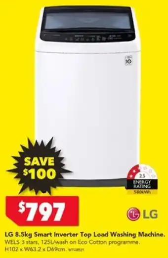 Harvey Norman LG 8.5kg Smart Inverter Top Load Washing Machine. offer