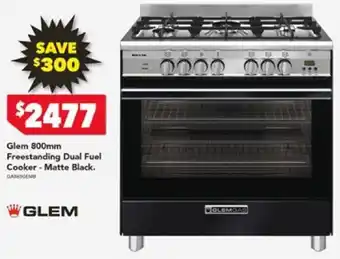 Harvey Norman Glem 800mm Freestanding Dual Fuel Cooker - Matte Black. offer