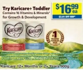 My Chemist Karicare 12+ Months or 2+ Years 900g offer