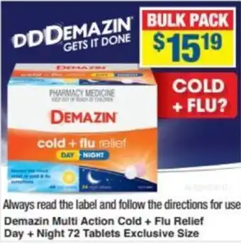 My Chemist Demazin Multi Action Cold + Flu Relief Day + Night 72 Tablets offer