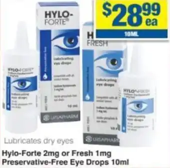 My Chemist Hylo-Forte 2mg or Fresh 1mg Preservative-Free Eye Drops 10ml offer