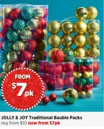 Spotlight Jolly & Joy Traditional Baubles Packs offer