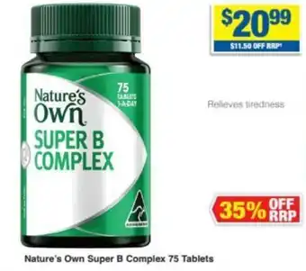 My Chemist Nature's Own Super B Complex 75 Tablets offer