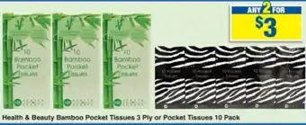 My Chemist Health & Beauty Bamboo Pocket Tissues 3 Ply or Pocket Tissues 10 Pack offer