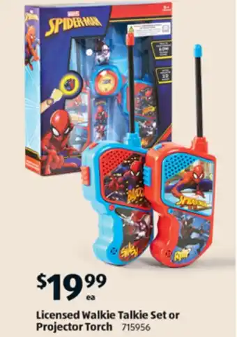 ALDI Licensed Walkie Talkie Set or Projector Torch offer