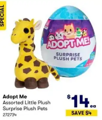 BIG W Adopt Me Assorted Little Plush Surprise Plush Pets offer