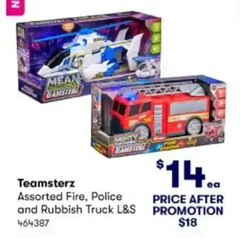 BIG W Teamsterz Assorted Fire, Police and Rubbish Truck L&S offer