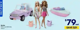 BIG W Barbie Dolls and Vehicles offer
