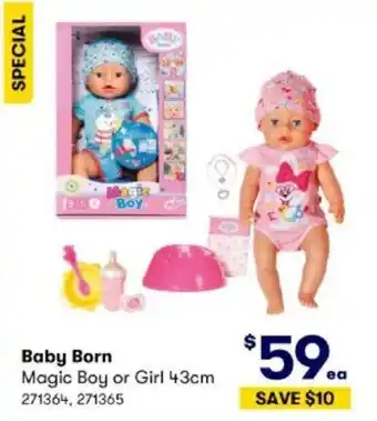 BIG W Baby Born Magic Boy or Girl 43cm offer
