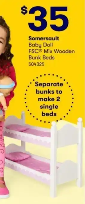 BIG W Somersault Baby Doll Mix Wooden Bunk Beds offer