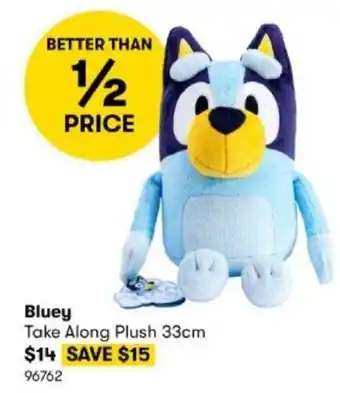 BIG W Bluey Take Along Plush 33cm offer