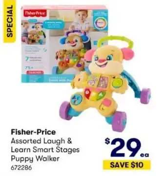 BIG W Fisher-Price Assorted Laugh & Learn Smart Stages Puppy Walker offer