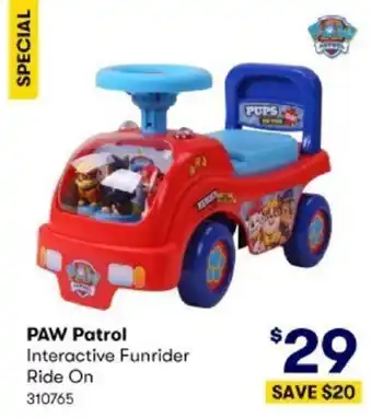 BIG W PAW Patrol Interactive Funrider Ride On offer