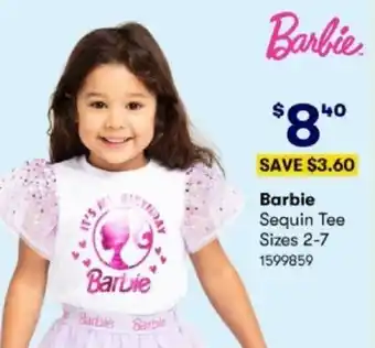 BIG W Barbie Sequin Tee Sizes 2-7 offer