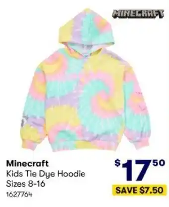 BIG W Minecraft Kids Tie Dye Hoodie Sizes 8-16 offer
