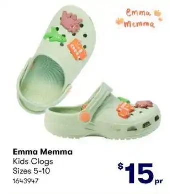 BIG W Emma Memma Kids Clogs Sizes 5-10 offer