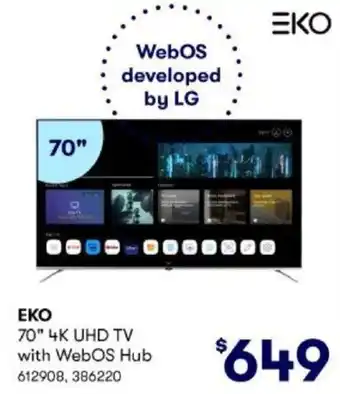 BIG W EKO 70" 4K UHD TV with WebOS Hub offer