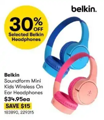 BIG W Belkin Soundform Mini Kids Wireless On Ear Headphones offer