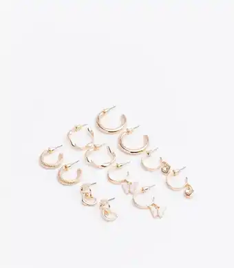 6 Pack Butterfly Hoop Earrings - Gold